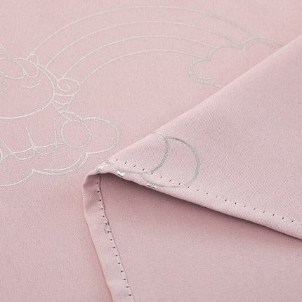 Roze kindergordijn met zilveren eenhoorns