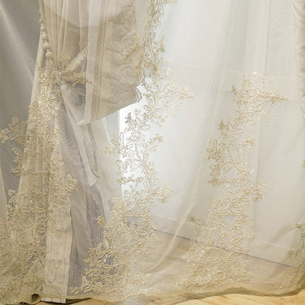 Vitragegordijn met elegant bloemen borduurwerk