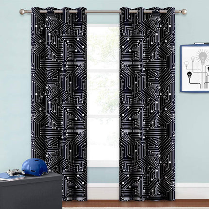 Gordijn met elektronica print voor kinderkamer