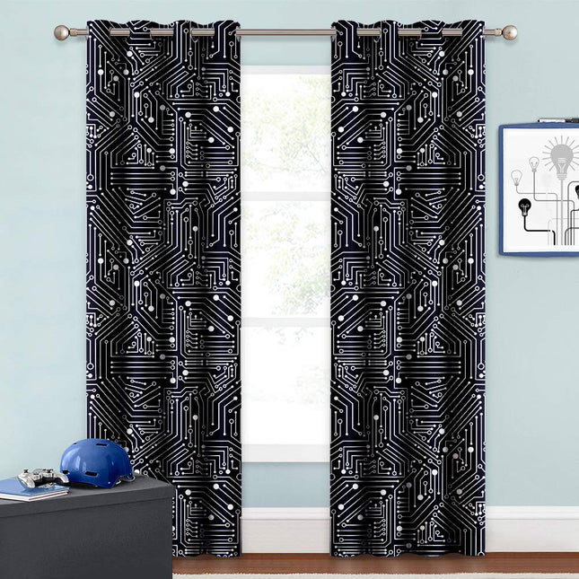 Gordijn met elektronica print voor kinderkamer
