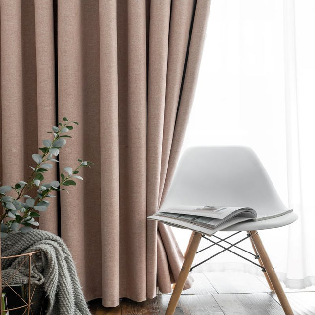 Verduisteringsgordijn zalmroze met linnen textuur