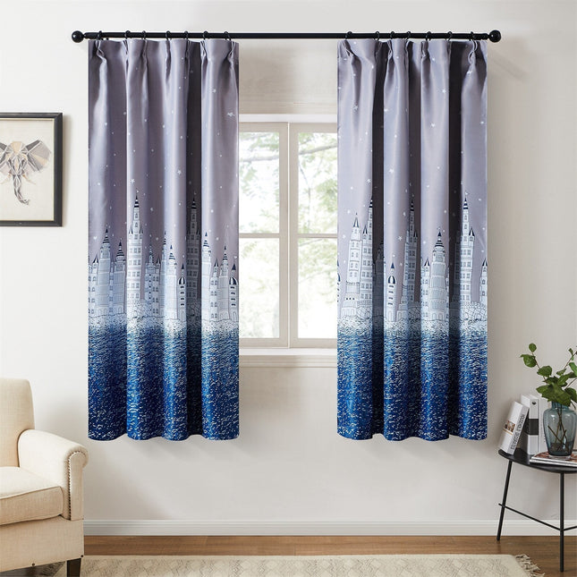 Verduisterend kindergordijn met kasteel print