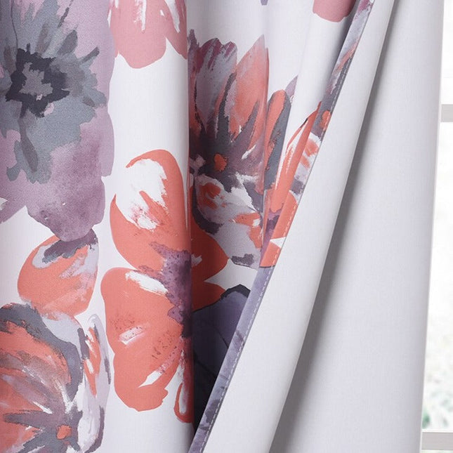 Gordijn met aquarel bloemenprint voor slaapkamer