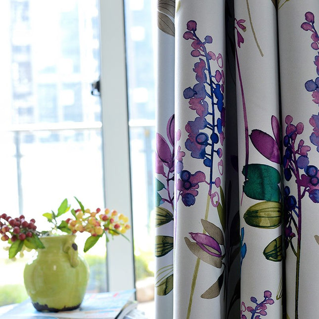 Verduisterend gordijn met aquarel bloemenprint