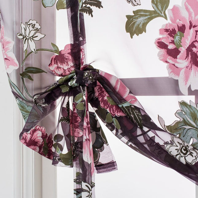 Transparant vouwgordijn met botanische bloemenprint