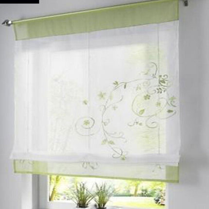 Vouwgordijn vitrage met bloemen borduursel