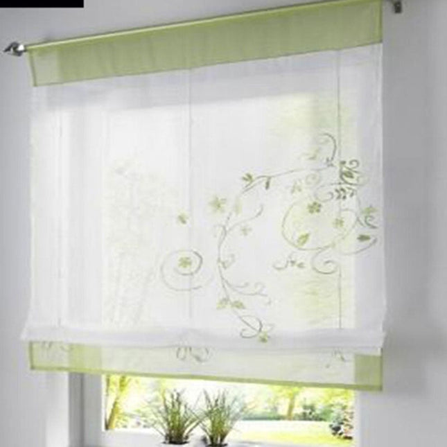 Vouwgordijn vitrage met bloemen borduursel