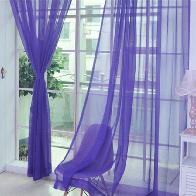 Effen turquoise vitrage voor slaapkamer