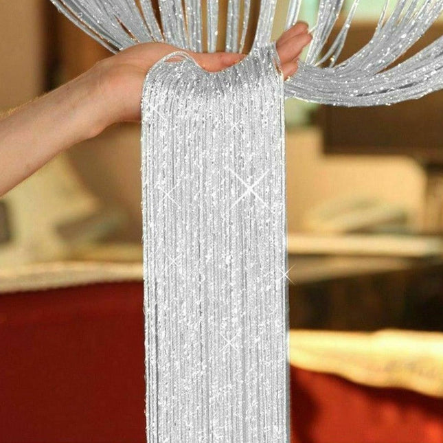Goudkleurig draadjesgordijn met glitters
