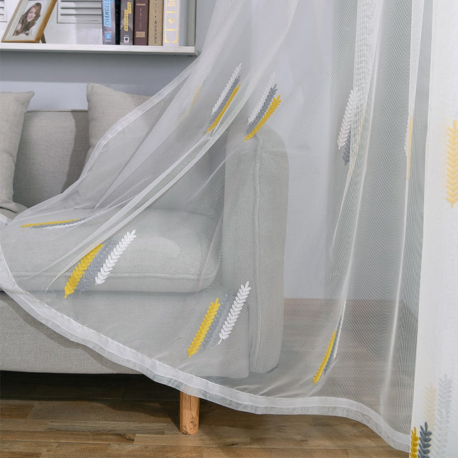Vitragegordijn met geborduurd modern patroon