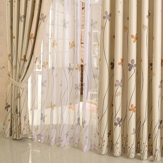 Lichtdoorlatend gordijn met bloemenprint
