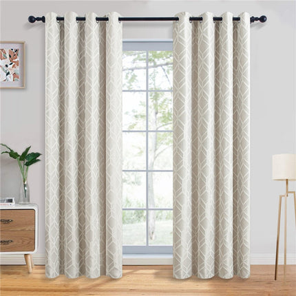 Beige verduisterend gordijn geometrisch patroon