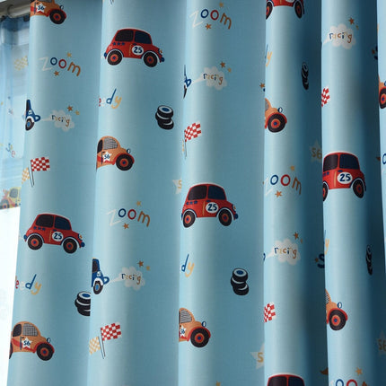 Blauw kinderkamer verduisteringsgordijn met auto's