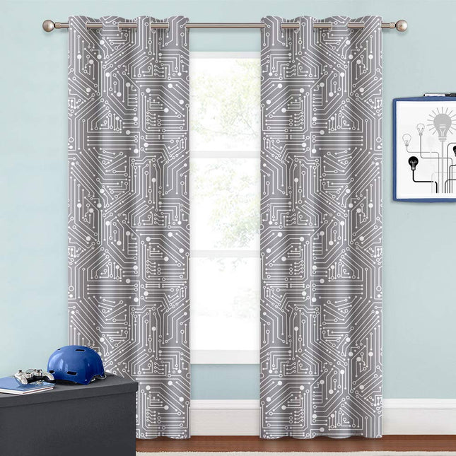 Gordijn met elektronica print voor kinderkamer