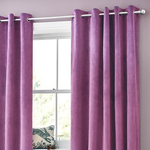 Mauve fluwelen verduisteringsgordijn voor slaapkamer