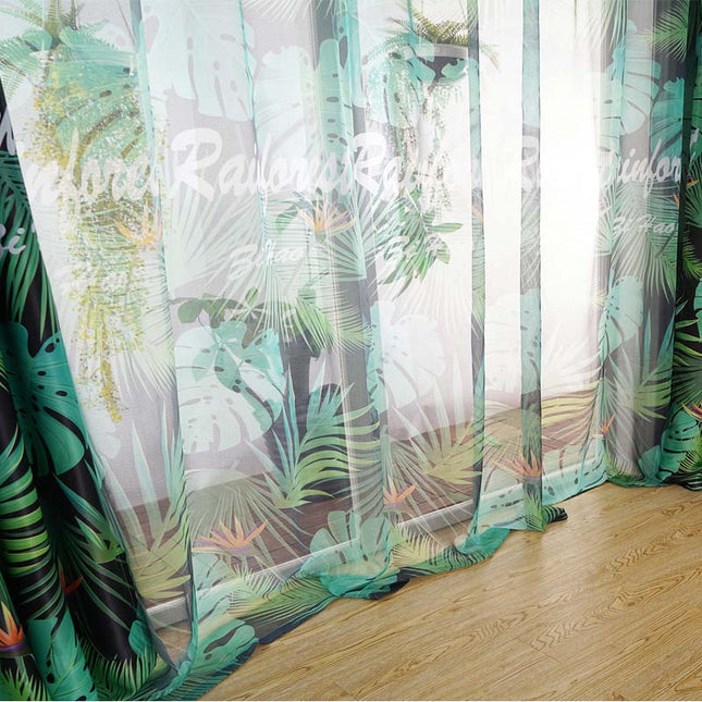 Dubbel laags gordijn met jungle print