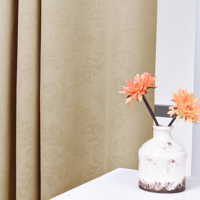 Beige verduisterend jacquard gordijn