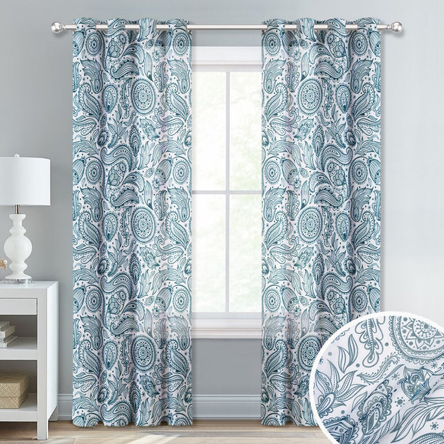 Vitrage gordijn met modern paisley patroon
