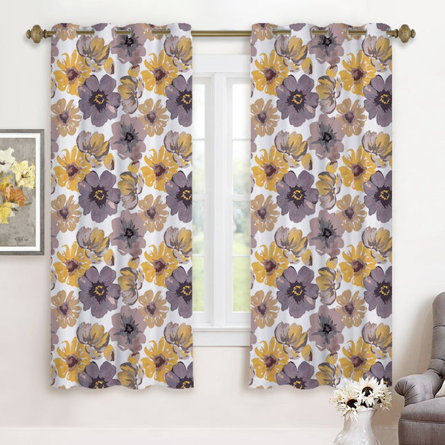 Gordijn met aquarel bloemenprint voor slaapkamer