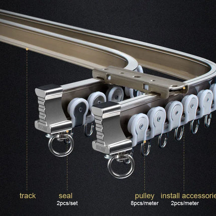 Flexibele gebogen gordijnrail voor plafond