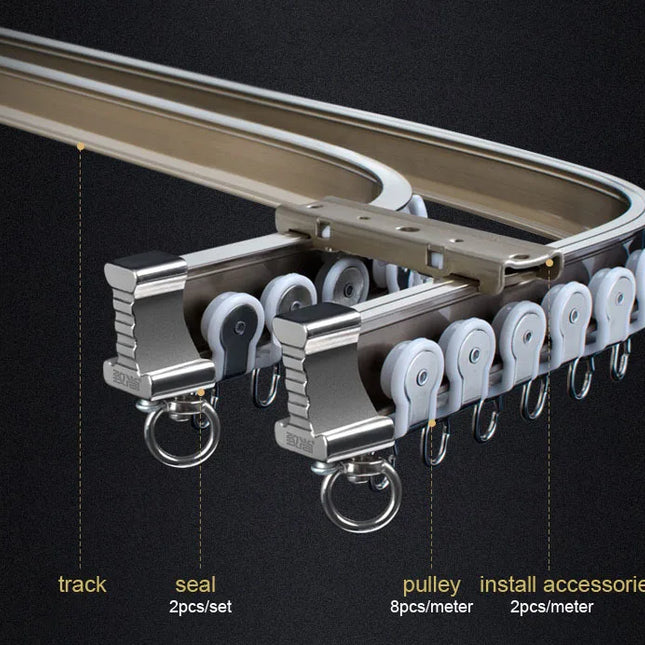 Flexibele gebogen gordijnrail voor plafond