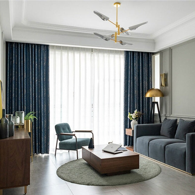 Nachtblauw verduisterend gordijn met textuur