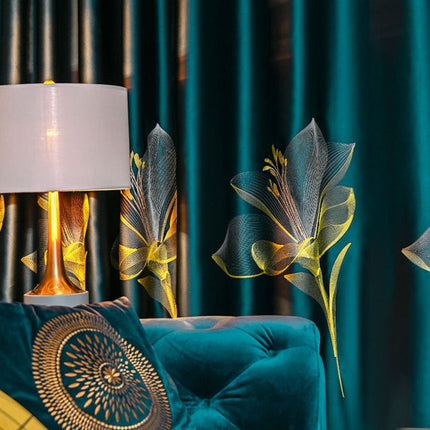 Petrol verduisteringsgordijn met bloemen borduursel