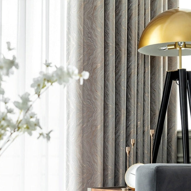 Verduisteringsgordijn zilver met golvend patroon