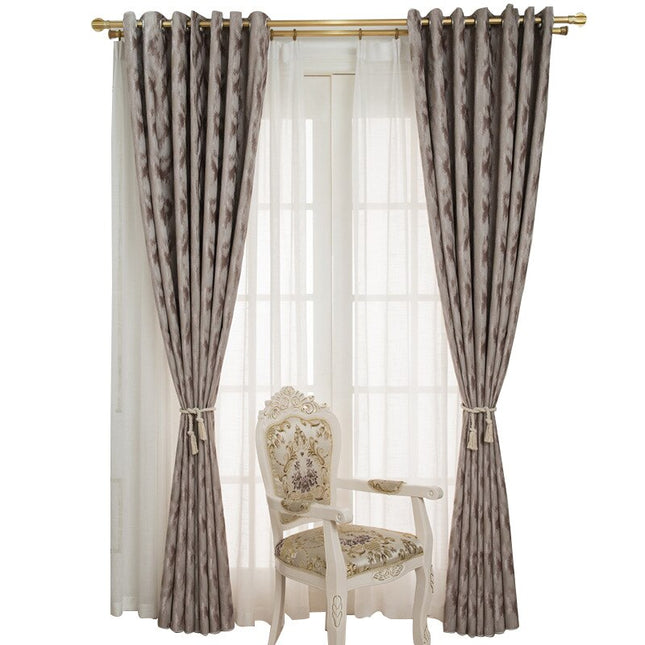 Taupe verduisteringsgordijn met abstract patroon