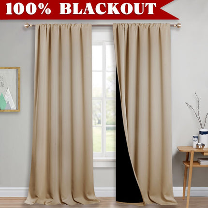 Beige verduisterend gordijn Forsa thermisch isolerend.
