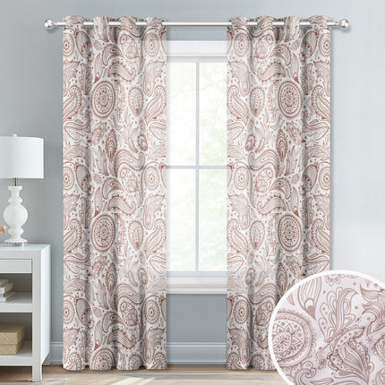 Vitrage gordijn met modern paisley patroon