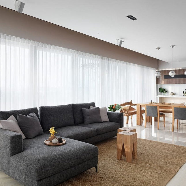 Effen witte basis vitrage gordijn