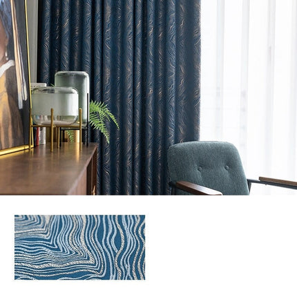 Nachtblauw verduisterend gordijn met textuur