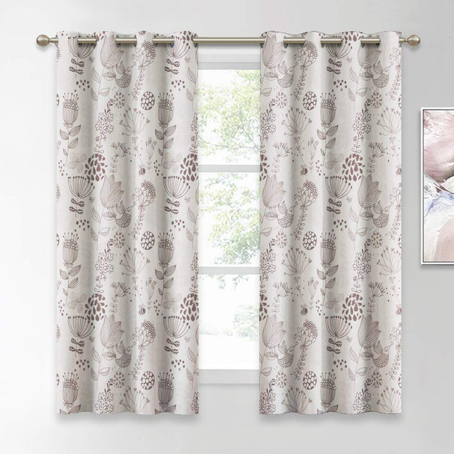 Gordijn met bloemen en vogels patroon