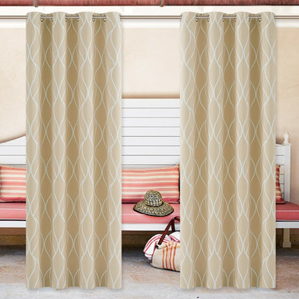 Buitengordijn met modern golvend patroon