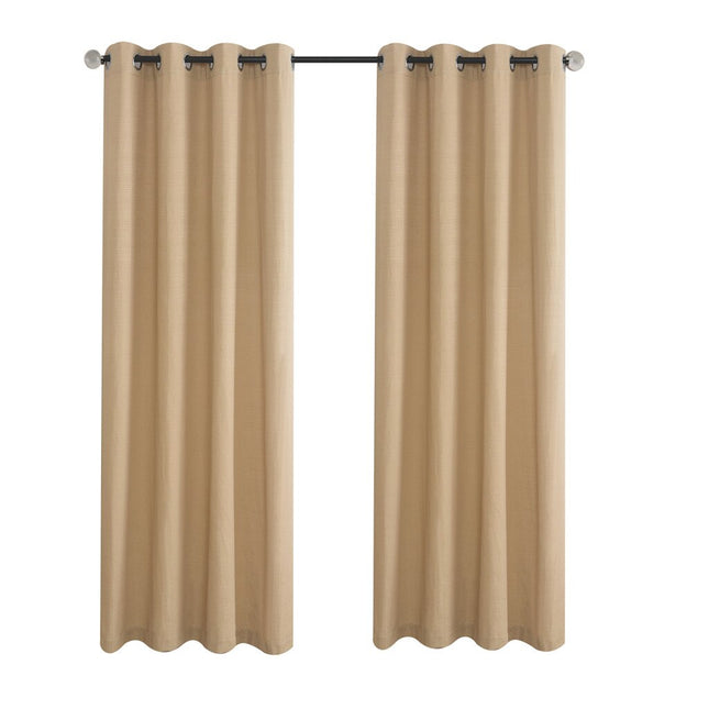 Beige geweven gordijn met ringen