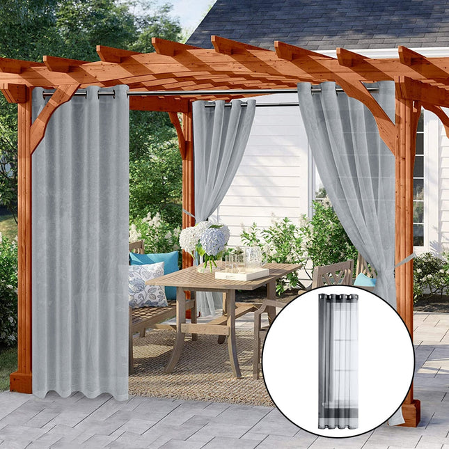 Lichtdoorlatend grijs buitengordijn voor pergola