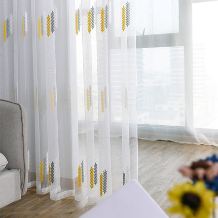 Vitragegordijn met geborduurd modern patroon