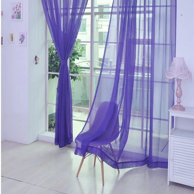 Effen turquoise vitrage voor slaapkamer