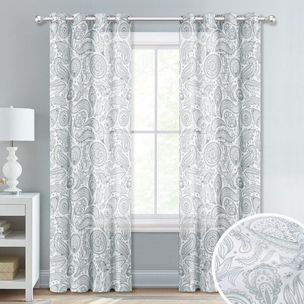Vitrage gordijn met modern paisley patroon