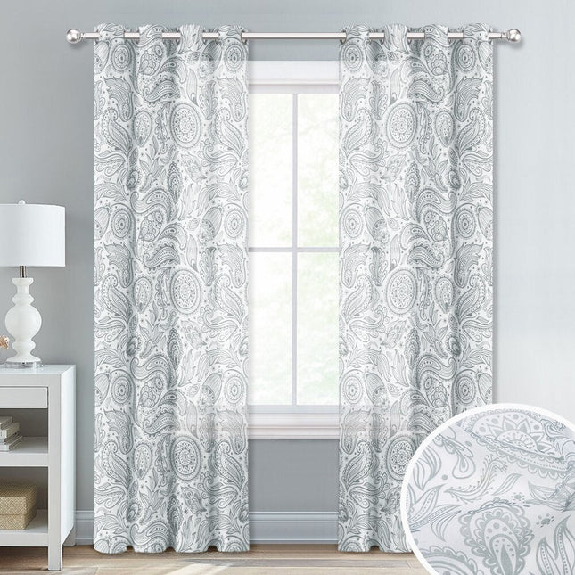 Vitrage gordijn met modern paisley patroon
