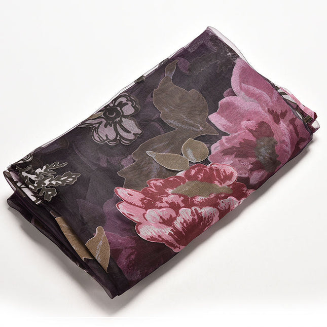 Vitrage gordijn met vintage bloemenprint