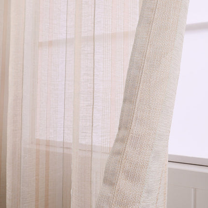 Vitrage gordijn met een natuurlijke linnenstructuur.