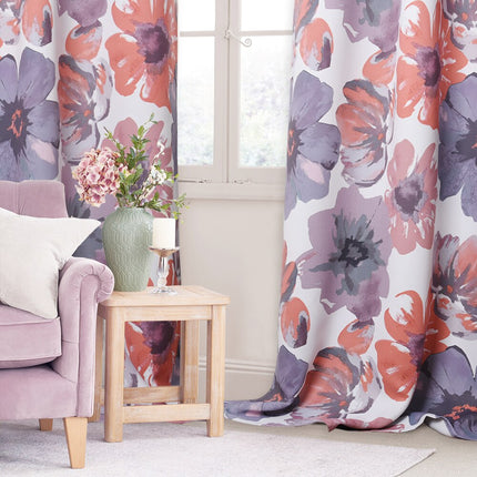 Gordijn met aquarel bloemenprint voor slaapkamer