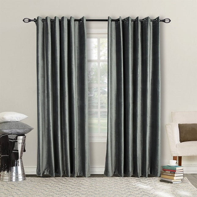 Grijs fluwelen verduisterend gordijn met glans