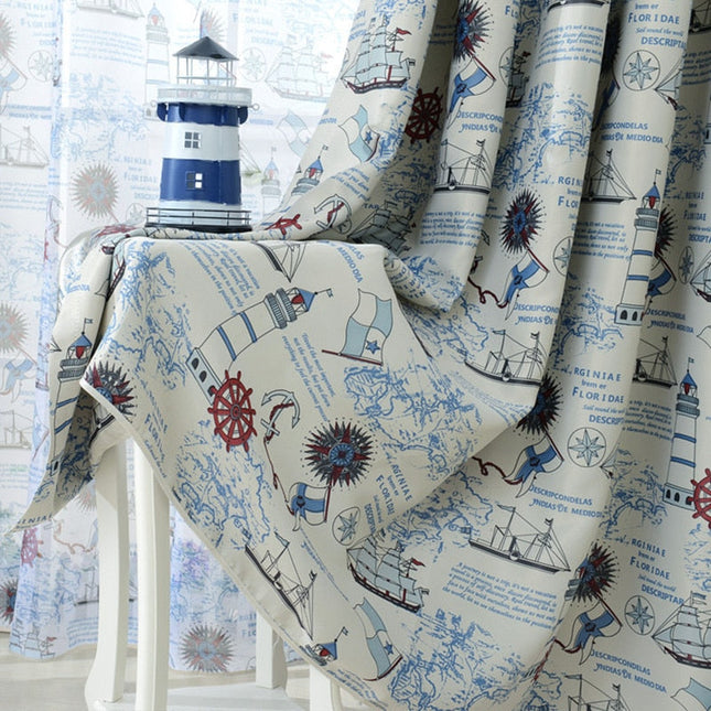 Verduisterend gordijn met nautische print