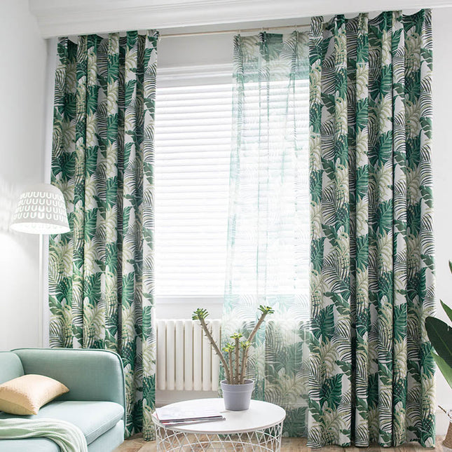Verduisterend gordijn met jungle bladerprint