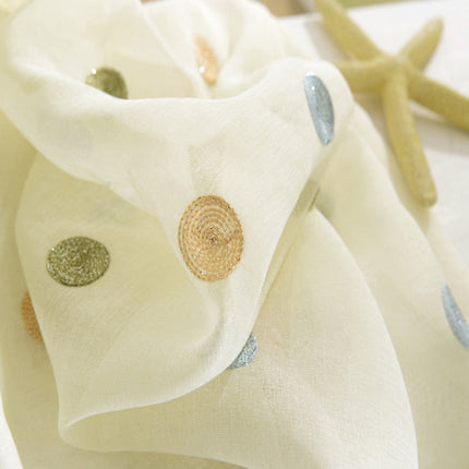 Vitragegordijn met gekleurde stippen patroon