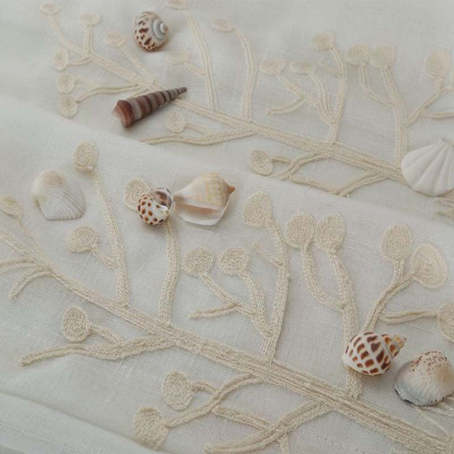 Linnenlook vitrage met borduursel