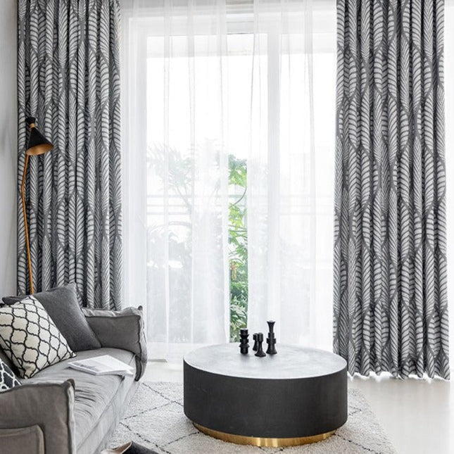Verduisterend gordijn met modern bladmotief